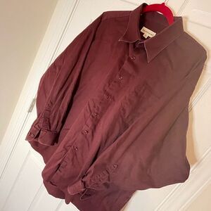 Pronto Uomo mens button down maroon shirt 18.5. 34/35
